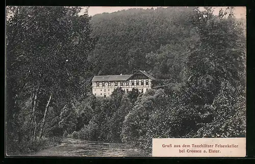 AK Crossen a./ Elster, Tauchlitzer Felsenkeller