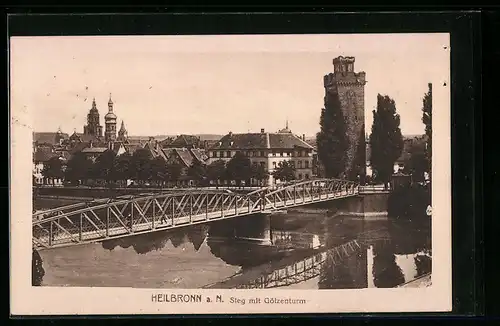 AK Heilbronn a. N., Steg mit Götzenturm