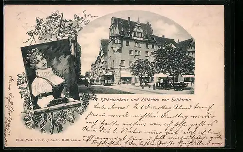 AK Heilbronn, Käthchenhaus mit Strassenbahn, Käthchen von Heilbronn
