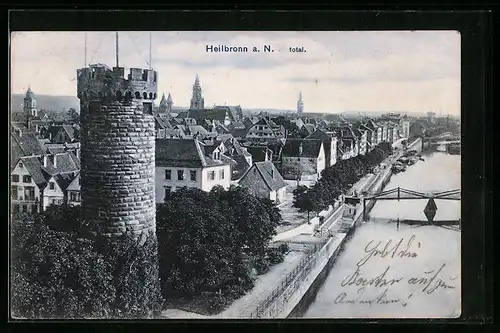 AK Heilbronn a. N., Totalansicht mit Turm