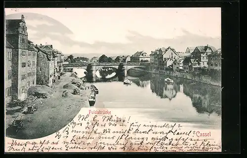 AK Cassel, Fuldabrücke mit Booten
