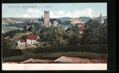 AK Blankenstein a. d. Ruhr., Ortspartie mit Hotel-Restaurant Wengeler