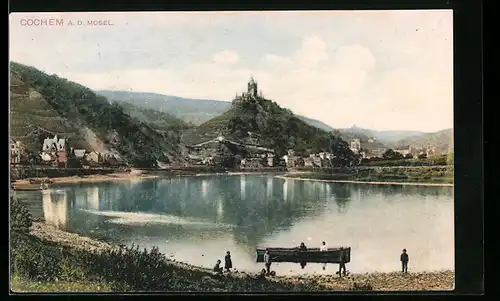 AK Cochem a. d. Mosel, Totalansicht mit See