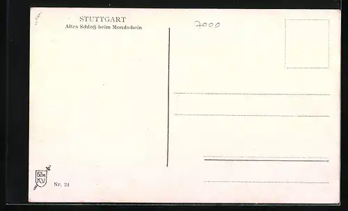 Künstler-AK Stuttgart, Altes Schloss bei Mondschein