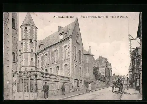 AK Aumale, Rue centrale, Hotel de Ville et Poste