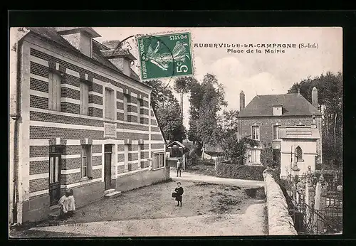 AK Auberville-la-Campagne, Place de la Mairie