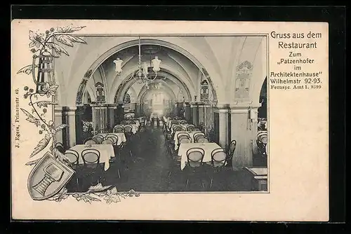 AK Berlin, Restaurant zum Patzenhofer im Architekturhause, Wilhelmstrasse 92-93