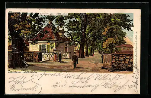 Lithographie Göttingen, Bismarcks Wohnung 1832-33