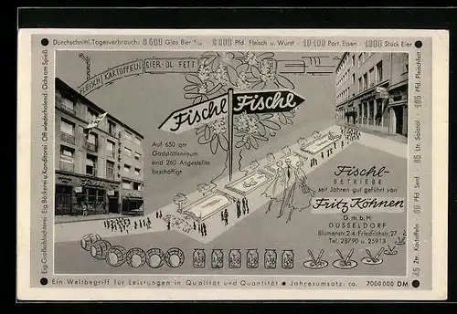 AK Düsseldorf, Bierhaus Fischl Betriebe, Blumenstrasse 2-4 und Friedrichstrasse 27