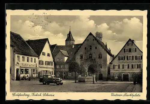 AK Gräfenberg /Fränk. Schweiz, Unterer Marktplatz mit Gasthof zur Post und Gasthaus zum roten Ochsen