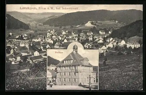AK Lenzkirch /Schwarzw., Ortsansicht mit Rathaus