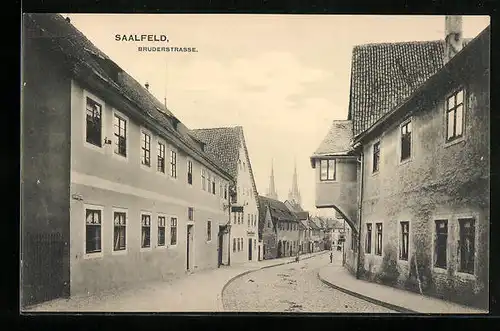 AK Saalfeld, Bruderstrasse mit Magazin