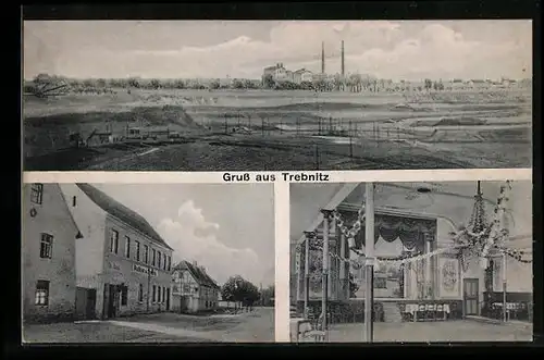 AK Trebnitz, Panorama, Festhalle, Gasthaus