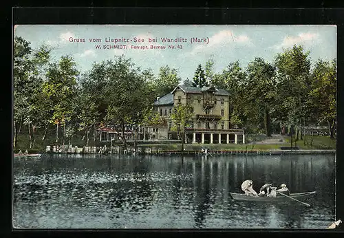 AK Wandlitz, Liepnitz-See mit Ruderboot