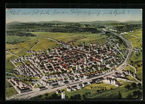 AK Villingen, Totalansicht aus der Vogelschau