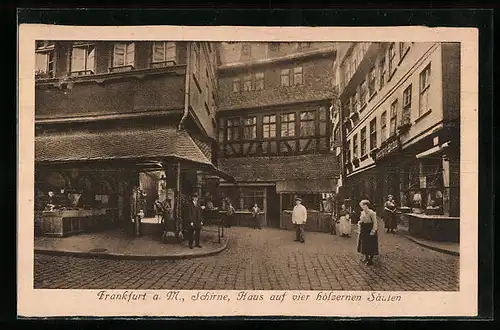 AK Alt-Frankfurt, Schirne, Haus auf vier hölzernen Säulen
