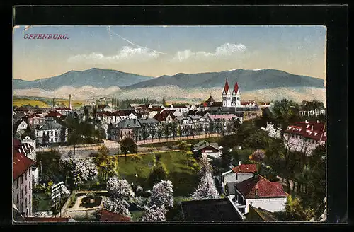 AK Offenburg, Ortsansicht im Frühling