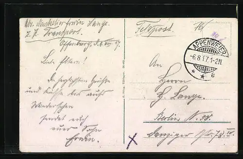 AK Offenburg, Ortsansicht im Frühling