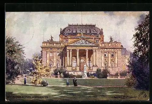 Künstler-AK Charles F. Flower: Wiesbaden, Königl. Hoftheater