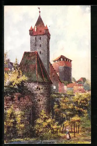 Künstler-AK Charles F. Flower: Nürnberg, Blick auf Kaiserstallung