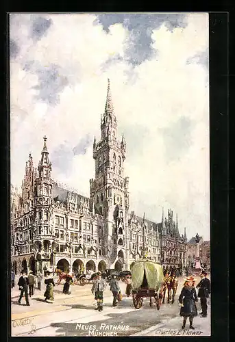 Künstler-AK Charles F. Flower: München, Neues Rathaus