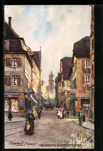 Künstler-AK Charles F. Flower: Heilbronn, Blick in die Sülmerstrasse