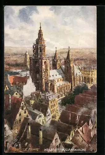 Künstler-AK Charles F. Flower: Heilbronn, Blick auf Kilianskirche