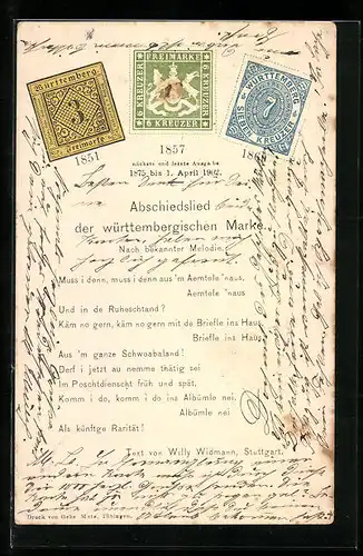 AK Abschiedslied der württembergischen Marke