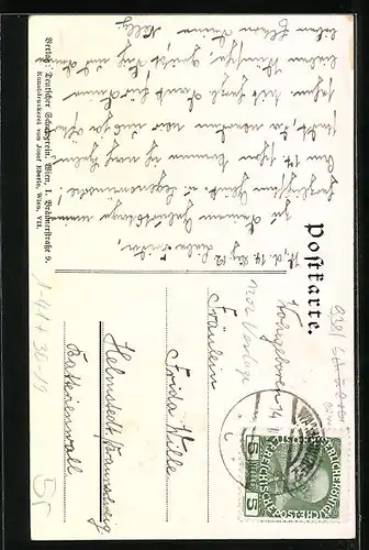 AK Peter Rosegger, Portrait des Dichters, Lorbeerzweig, Deutscher Schulverein