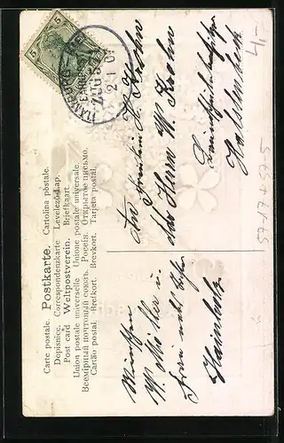 Präge-AK Neujahrsgruss mit Pilz aus Blumen