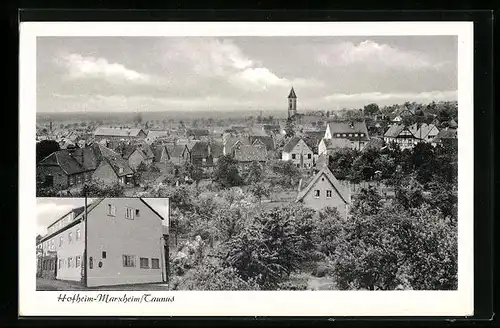 AK Hofheim-Marxheim /Taunus, Gasthaus zum Adler, Schulstrasse 13, Ortsansicht aus der Vogelschau