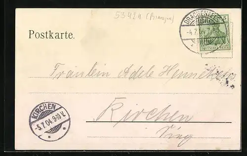 Lithographie Rolandseck, Restauration z. Rolandsbogen, Nonnenwerth u. Siebengeb., Rolandsbogen