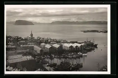 AK Hammerfest, Ortsansicht mit Wasserblick aus der Vogelschau