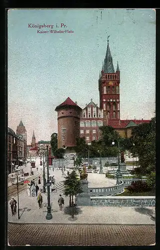 AK Königsberg i. Pr., Kaiser-Wilhelm-Platz mit Strassenbahn