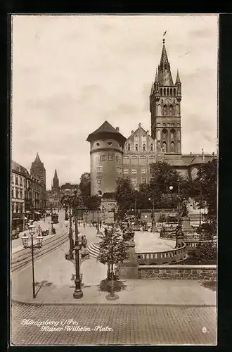 AK Königsberg i. Pr., Kaiser-Wilhelm-Platz mit Strassenbahn