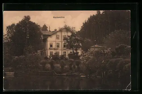 AK Langebrück i. Sa., Blick auf Gasthof Haidemühle