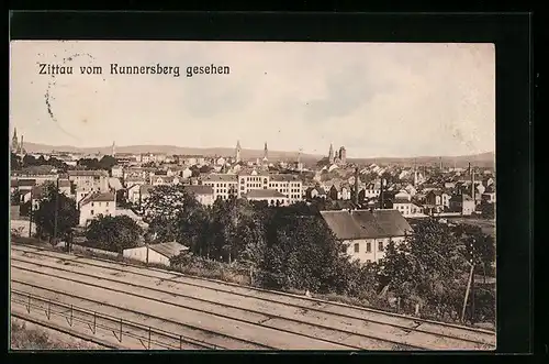 AK Zittau, vom Kunnersberg gesehen