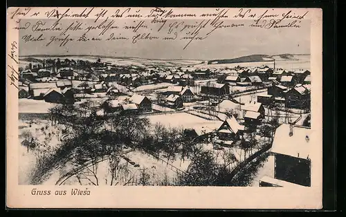 AK Wiesa, Blick auf den verschneiten Ort