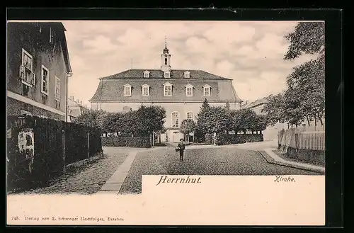 AK Herrnhut, Blick auf die Kirche