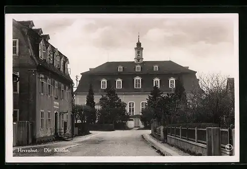 AK Herrnhut, Blick zur Kirche