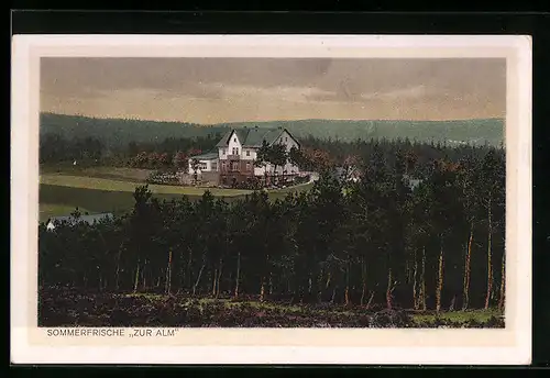 AK Bad Elster, Blick auf Hotel-Restaurant u. Cafe Zur Alm