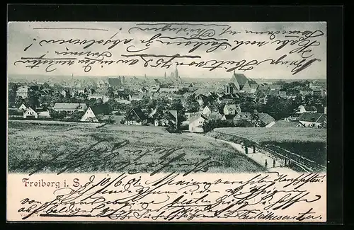 AK Freiberg i. S., Ortsansicht aus der Ferne