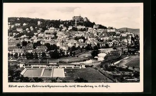 AK Marburg a. d. Lahn, Totalansicht mit Blick auf Alt-Stadion