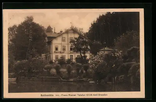 AK Langebrück i. Sa., Blick auf die Haidemühle