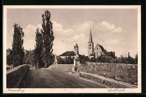 AK Hammelburg, auf der Saalebrücke