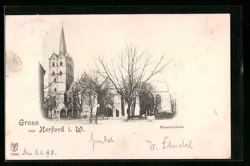 AK Herford i. W., Blick auf die Münsterkirche