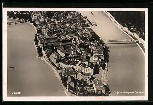 AK Passau, Teilansicht vom Flugzeug aus