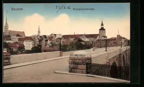 AK Bautzen, Blick auf die Kronprinzenbrücke