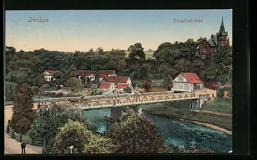 AK Zwickau, Blick auf die Paradiesbrücke