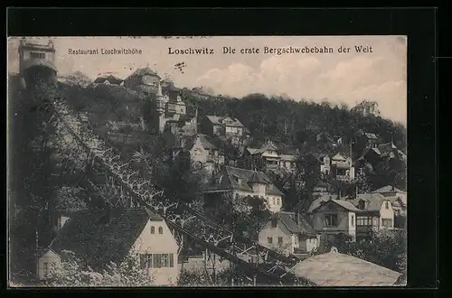 AK Dresden-Loschwitz, Restaurant Loschwitzhöhe und Bergschwebebahn